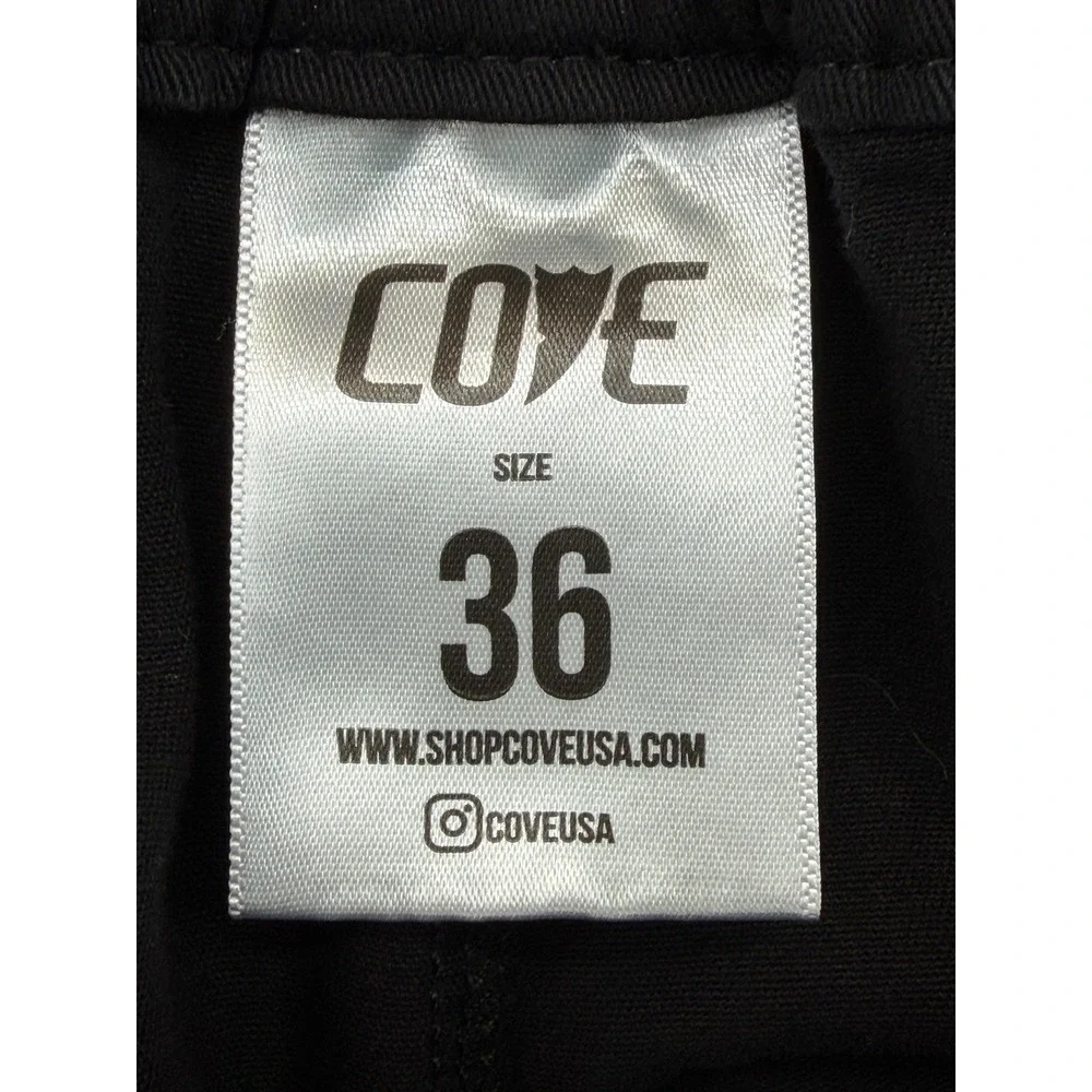 Cove USA Men Black Elastic Waist Chino Pants Size 36 Straight Leg Cotton Stretch